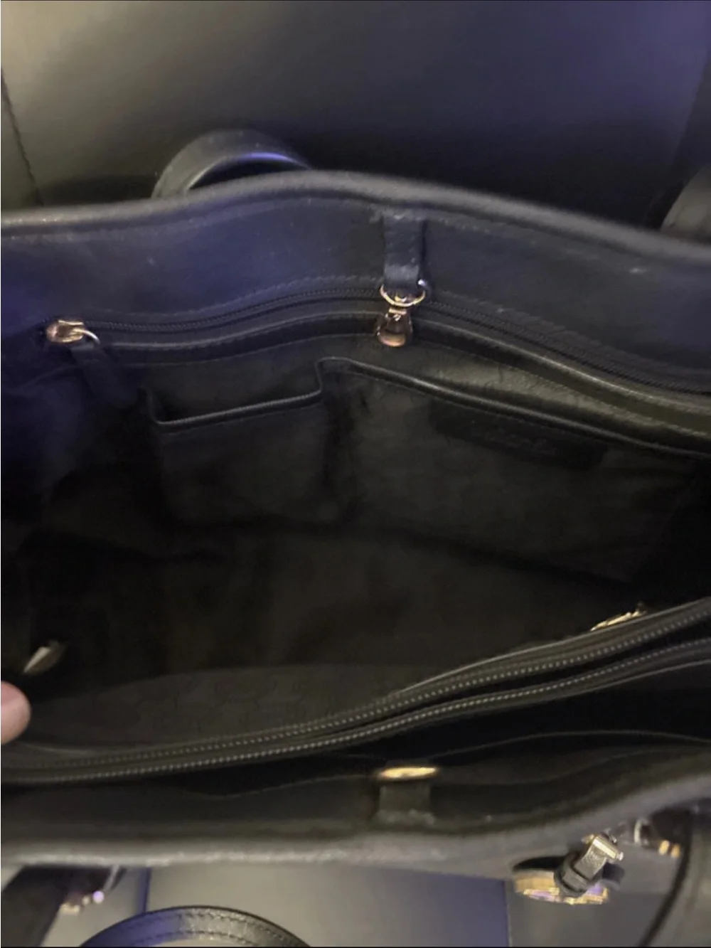 Michael Kors Black Leather Tote with Gold Logo Charm